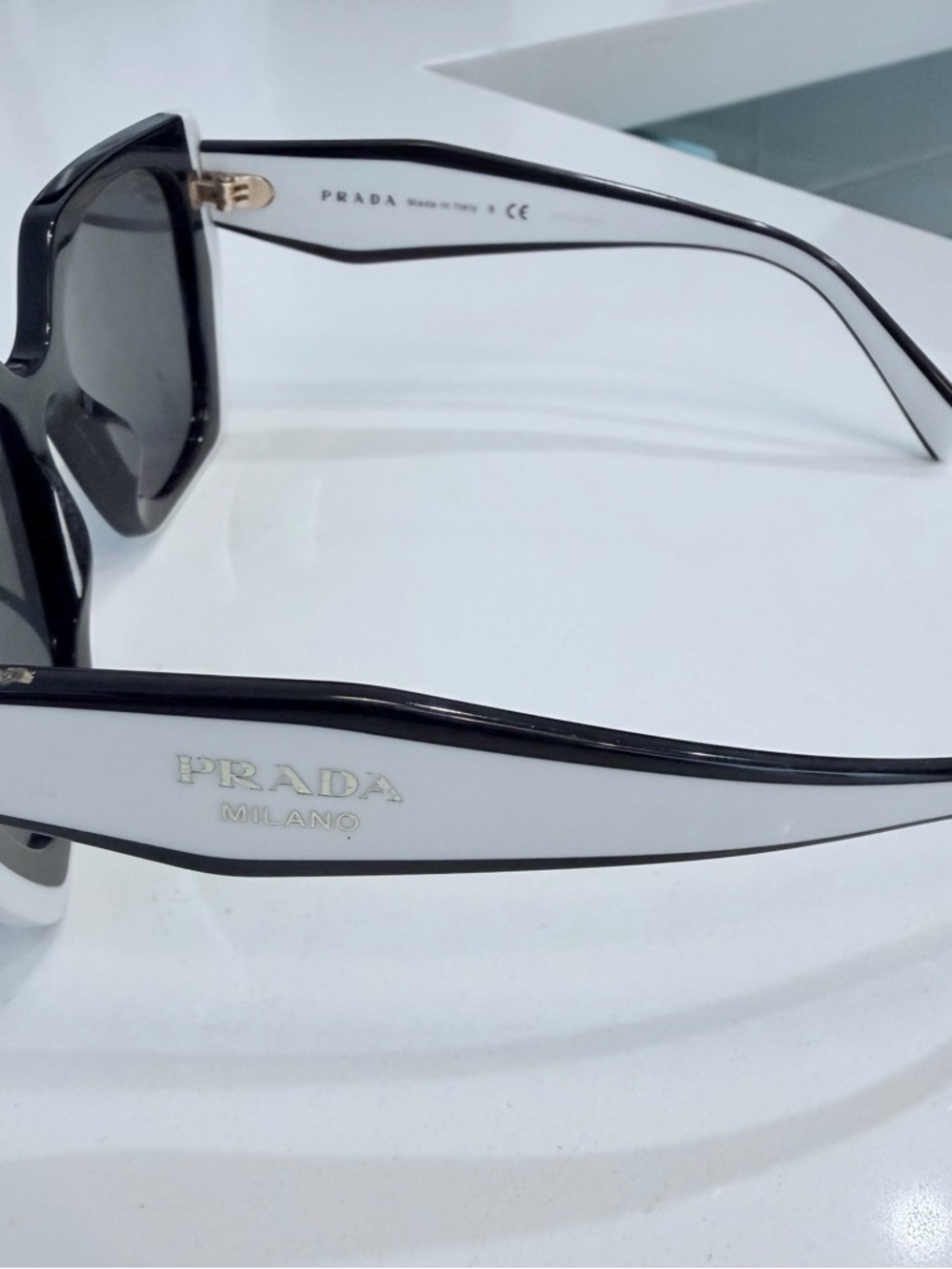 Prada Two-Tone Black & White Oversized Square Sunglasses - Picture 10 of 10